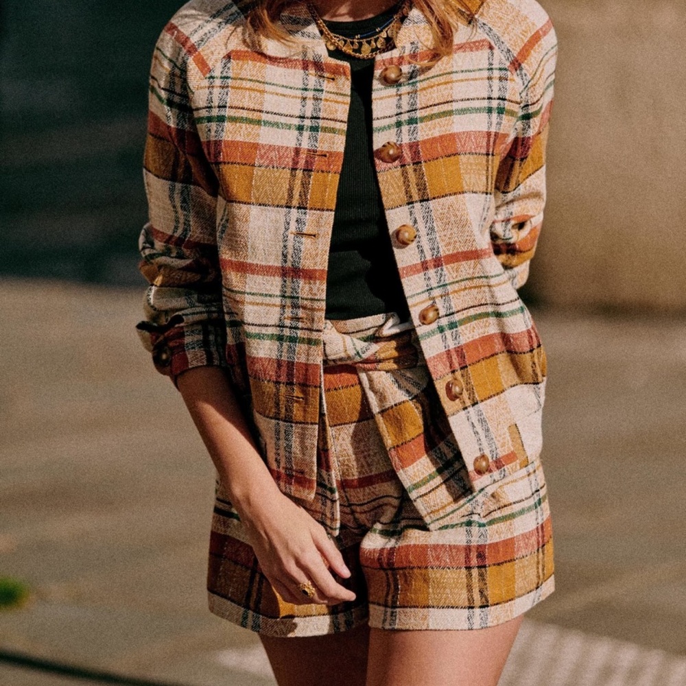 Sézane Tyson Shorts Harvest Plaid 8/40